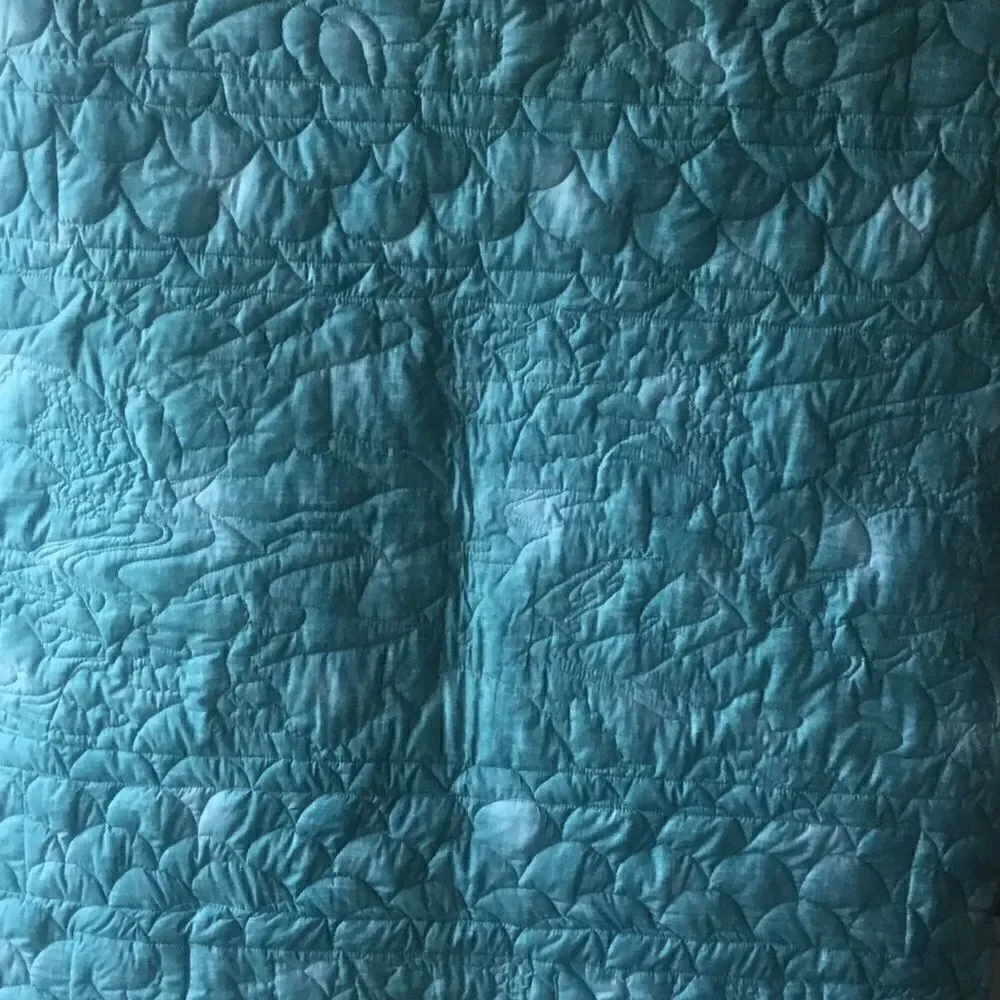 Hand Crafted Turquoise & Gold Quilt